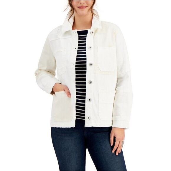Style&co. Jackets & Blazers - style & co White and Off White Color Blocked Denim jacket size PS MSRP$59.50